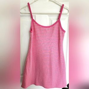 American Eagle pink & cream striped knit cami mini dress